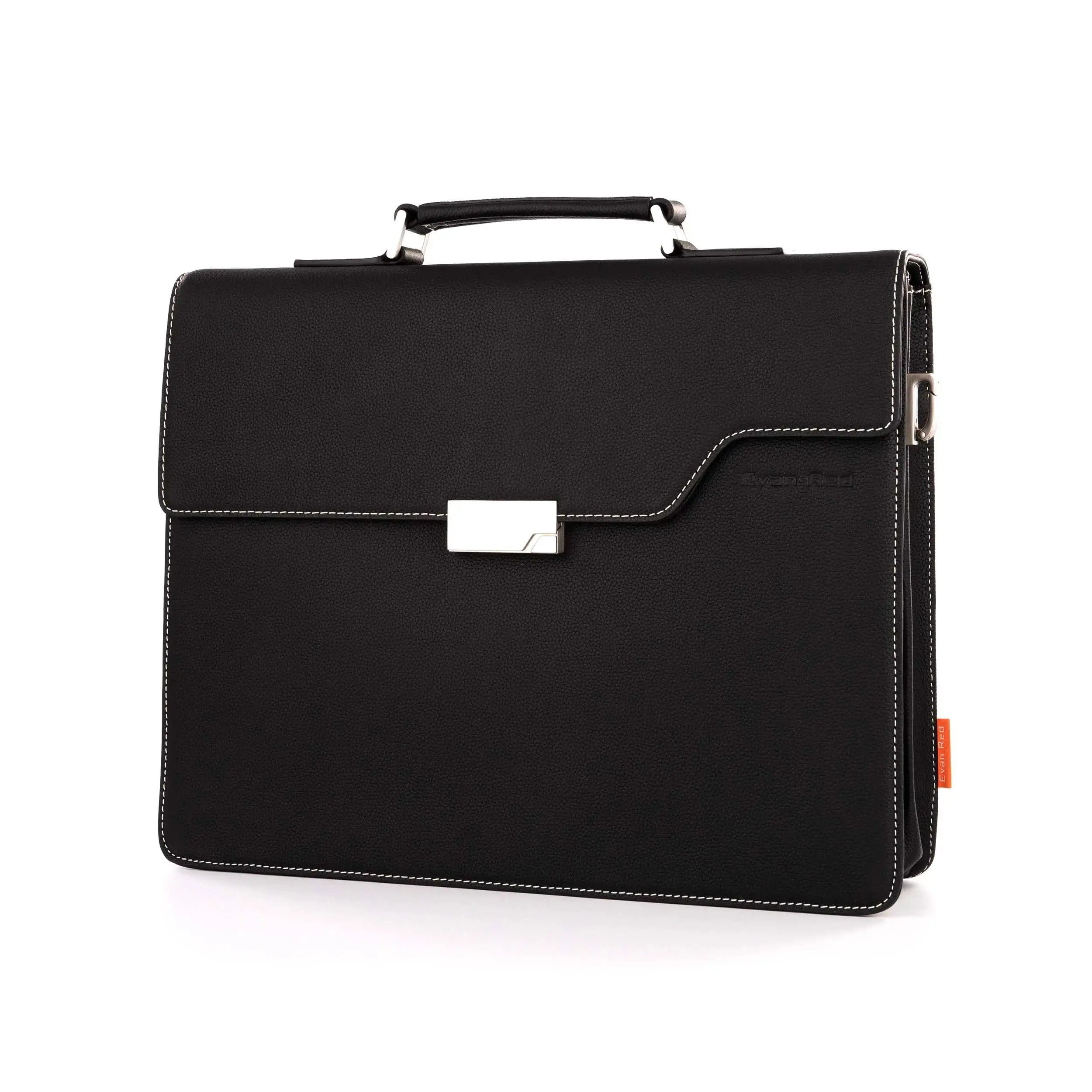 The Classic Briefcase - Black Evan Red