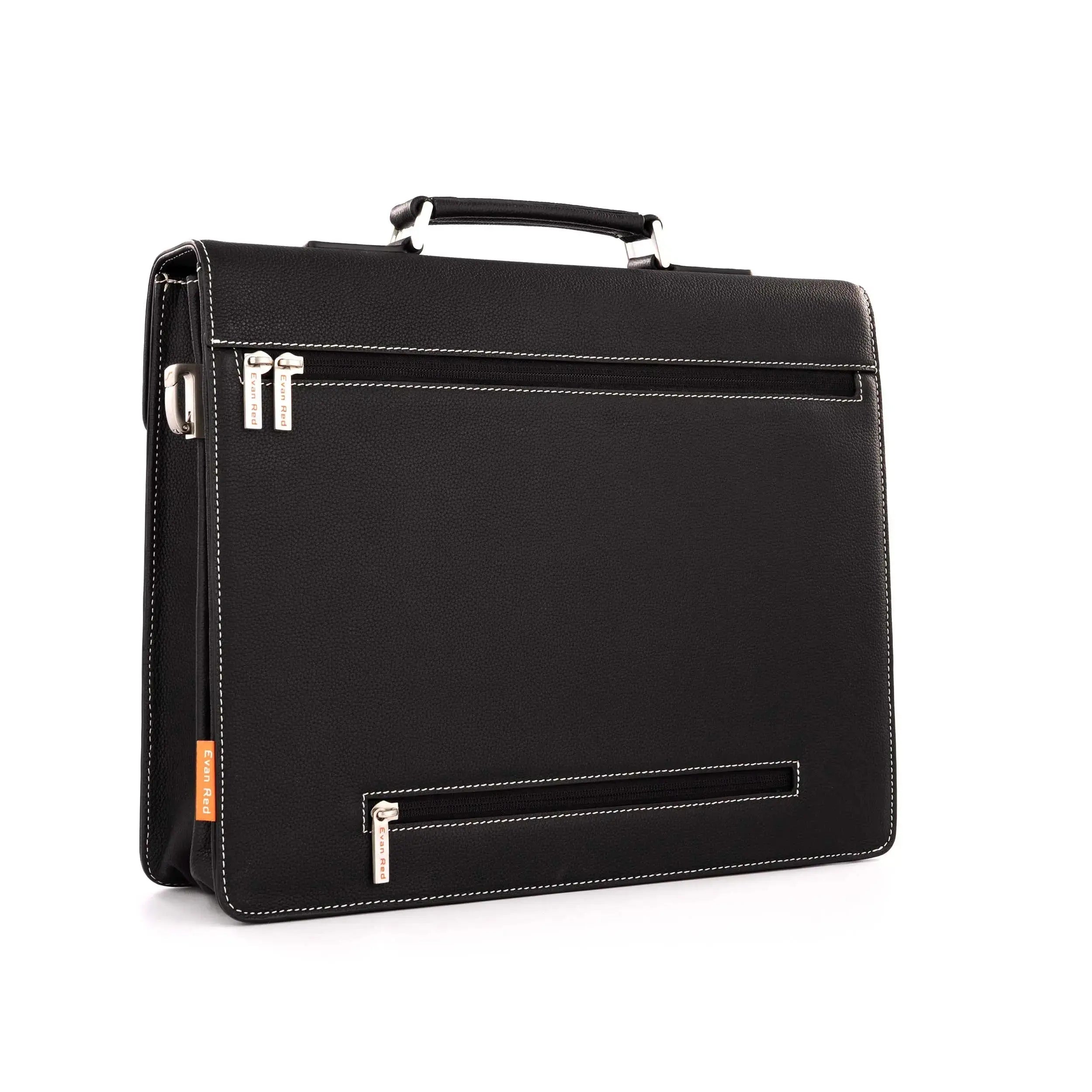 The Classic Briefcase - Black Evan Red