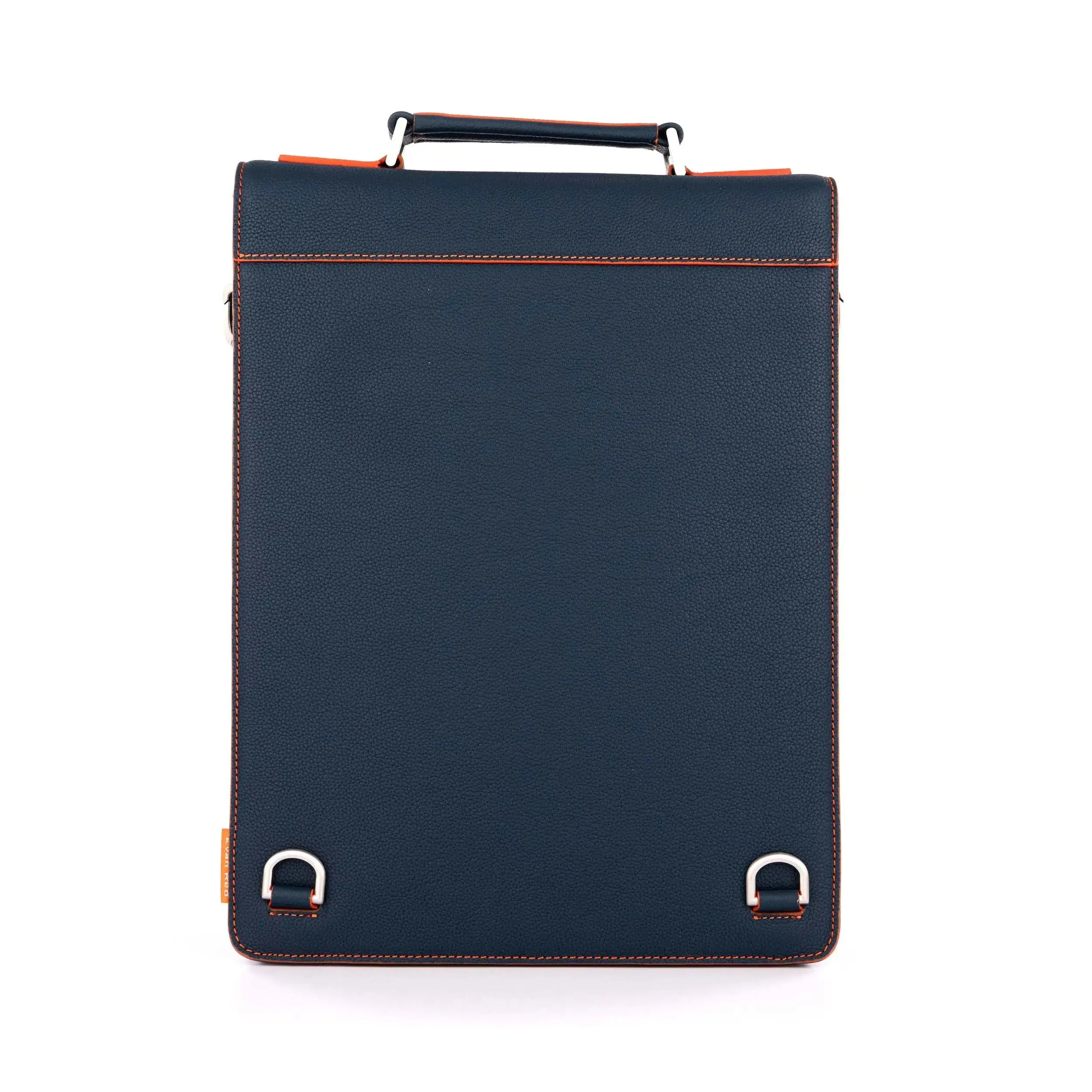 Petrol Blue Leather Backpack Evan Red